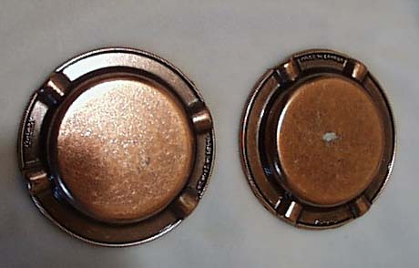 Canada copper ashtray set, Maple leaf on each