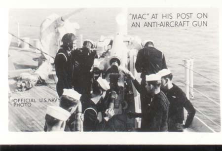 WWII Navy Photo Mac On Anti Aircraft Gun