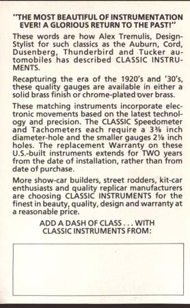 PC Classic Speedometers and Tachometers Adv