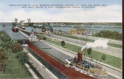 Soo Locks Postcard Michigan, in color