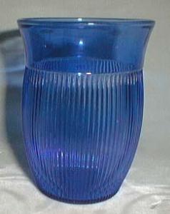 Hazel Atlas Fine Rib Tea Tumbler, Blue