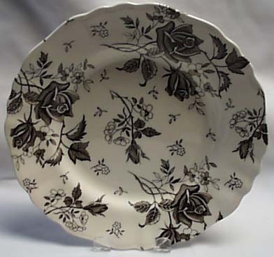 J & G Meakin Black rose dinner plate