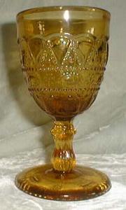 Kemple Lace and Dewdrop Low Goblet, Amber