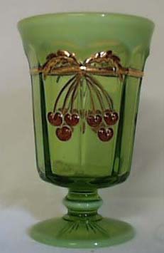 Mosser Cherry Thumbprint Goblet, Opalescent