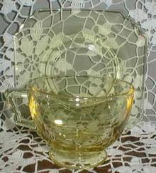 Fostoria Mayfair Cup & Saucer in Yellow