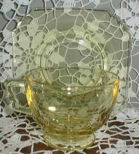Fostoria Mayfair Cup & Saucer in Yellow