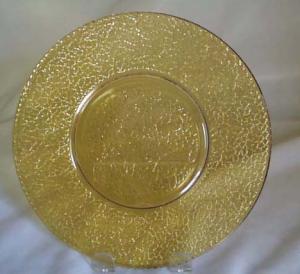 L.E. Smith Crackle Plate in Amber