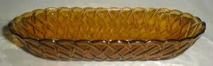 Indiana Glass Pretzel Celery Dish in Amber
