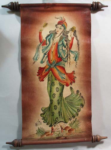 Leather Scroll, Oriental Woman