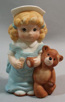 Wallace Berrie Collectible Little Girl Nurse & Teddy Bear