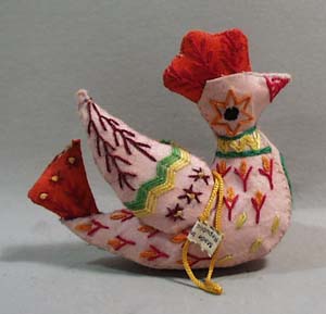 Dove hand stitched Christmas Ornament from the Republic of China