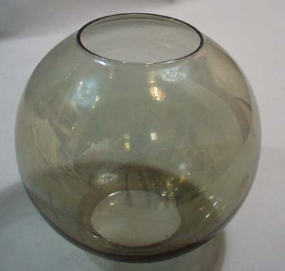 Sphere shaped iridescent olive green fish bowl