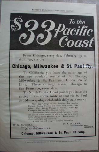 Chicago. Milwaukee & St Paul RR Ad