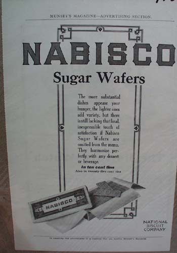 Nabisco Sugar Wafer ad In ten cent tins