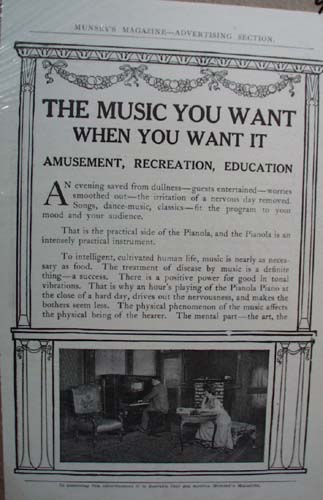 Pianola Piano Ad The Music You Want When You Want it