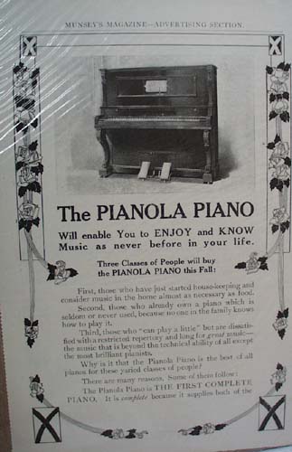 Pianola Piano Ad Will Enable You to enjoy and Know Music as Never Before