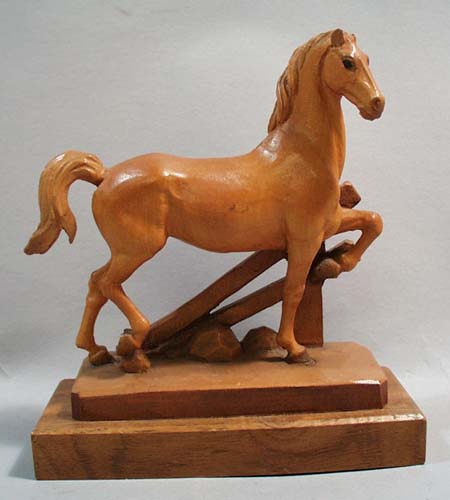Anri hand carved wood horse statue