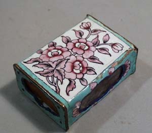 Old porcelain matchbox holder and matchbox