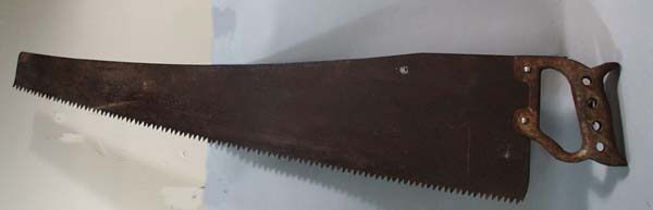 Steel handle hand saw, marked W in a circle