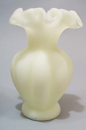 Fenton Satin yellow ruffled small vase