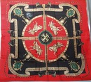 100% silk square scarf featuring horses in full dress gear