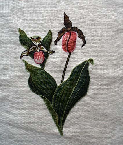 Skunk Cabbage raised needlework picture