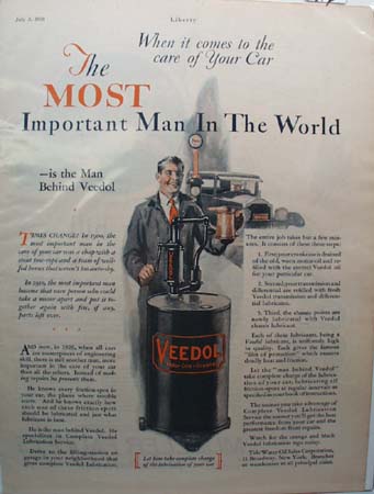 Veedol Motor Oil Car Care Ad 1926