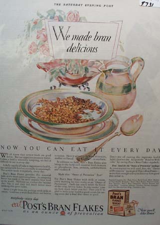 Post's Delicious Bran Flakes Ad 1927