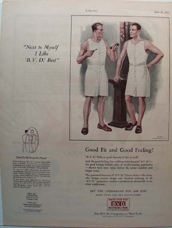 B.V.D. Next to Myself Underwear Ad 1927