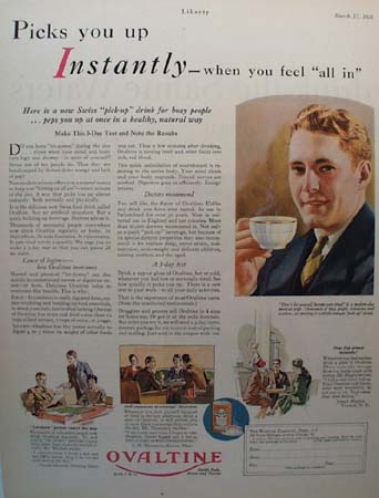 Ovaltine Instant Pick Up Ad 1928