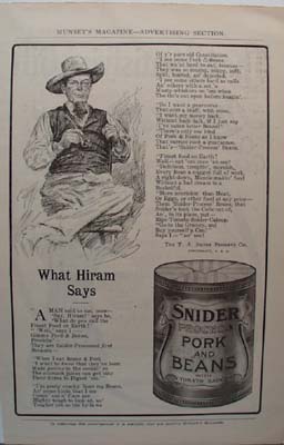 Snider Pork & Beans What Hiram Says Ad 1907