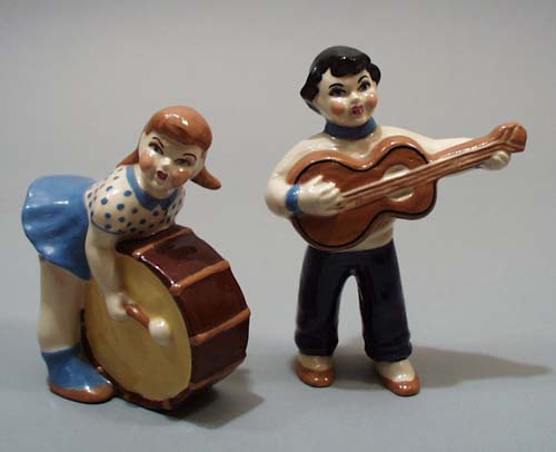 California Pottery musician figurine pair