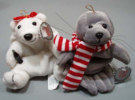 Pair of Coca Cola Beanie type animals