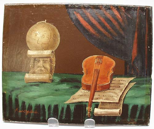 Unusual Violin oil painting by A. Zafehlisky