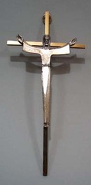 Brass and pewter Cross with modern look
