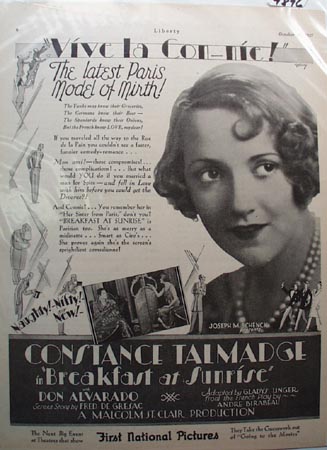 Breakfast at Sunrise Movie Ad 1927