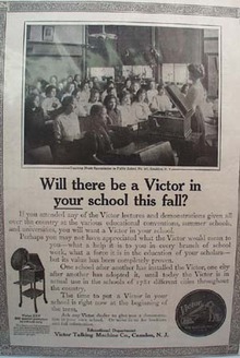Victor Talking Machine in School Ad 1914