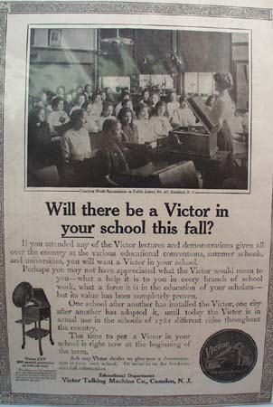 Victor Talking Machine in School Ad 1914