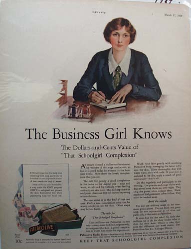 Palmolive Soap Business Girl Ad 1928