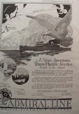 Pacific Steamship Company To The Orient Ad 1921