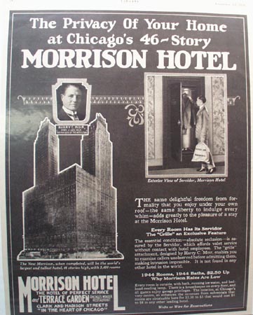 Morrison Hotel Privacy of Your Home Ad 1926