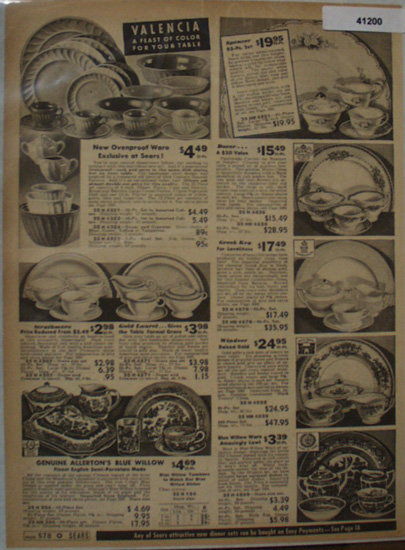 Sears Valencia Dinnerware 1938 Ad