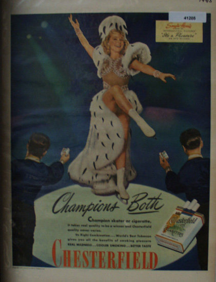 Chesterfield Cigarettes 1945 Ad Sonja Henie
