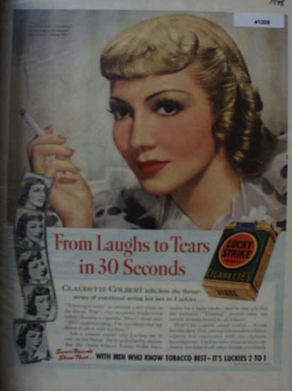 Lucky Strike Cigarette 1938 Ad Claudette Colbert