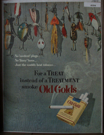 Old Gold Cigarettes 1951 Ad with fishing lures