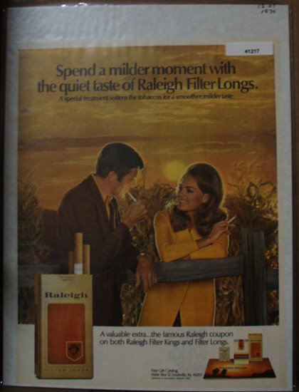 Raleigh Cigarettes 1970 Ad filter longs