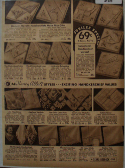 Sears Nancy Abbott Styles Handkerchiefs 1936 Ad