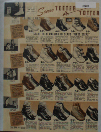 Sears Teeter Totter Shoes 1938 Ad for babies and tots