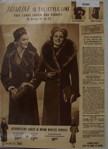 Sears Trimline Womens Coats 1938 Ad