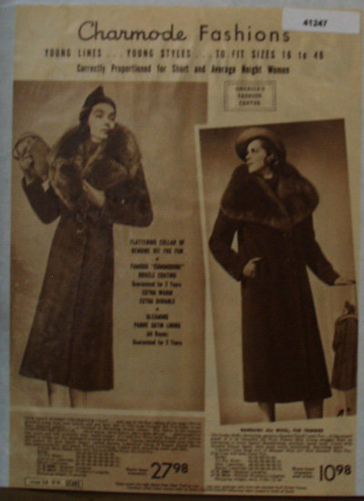 Sears Chaarmode Fashion Coats 1938 Ad